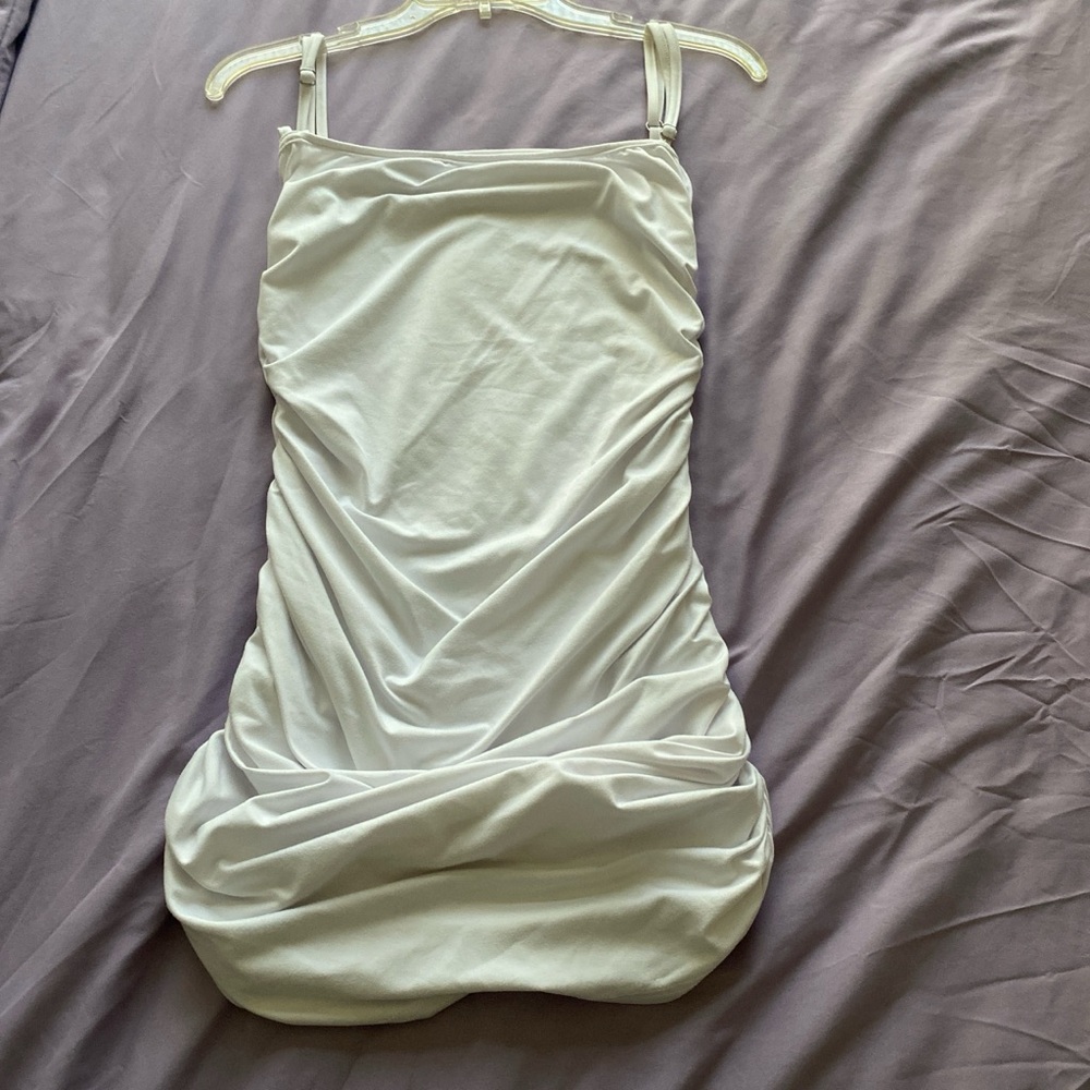 Elegant White Ruched Dress
